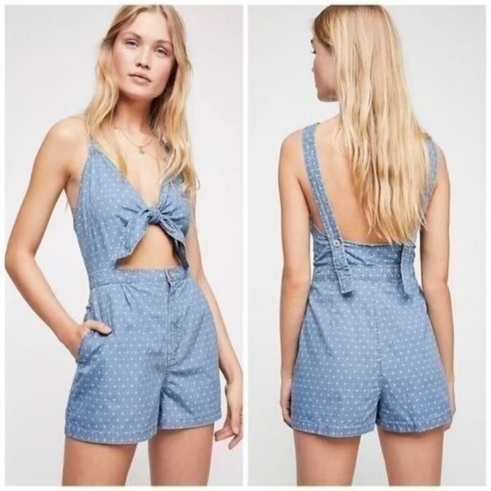 { Free People } Take Me Somewhere New Denim Romper